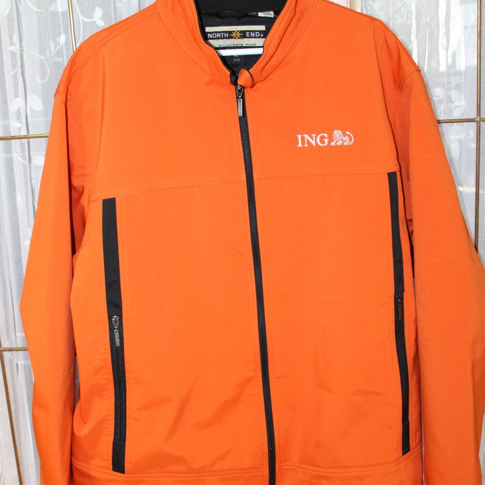 North End All Climate Wear Men Jacket SZ XL/TG Orange Black Fleece Lined Zip Up